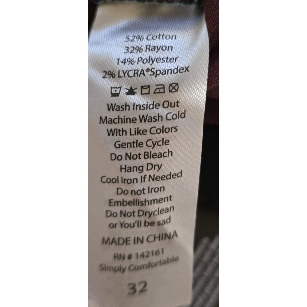 Lularoe Women's 32 Skinny Fit Pants Maroon Red Comfort Stretch Slimming NWT - Picture 8 of 10